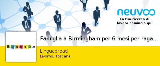 NeuvooPisaITIT's tweet photo. #Famiglia #a Birmingham per 6 mesi per ragazze alla pari italiane https://t.co/Vjyjamw4ld https://t.co/gfGfwlLH3m