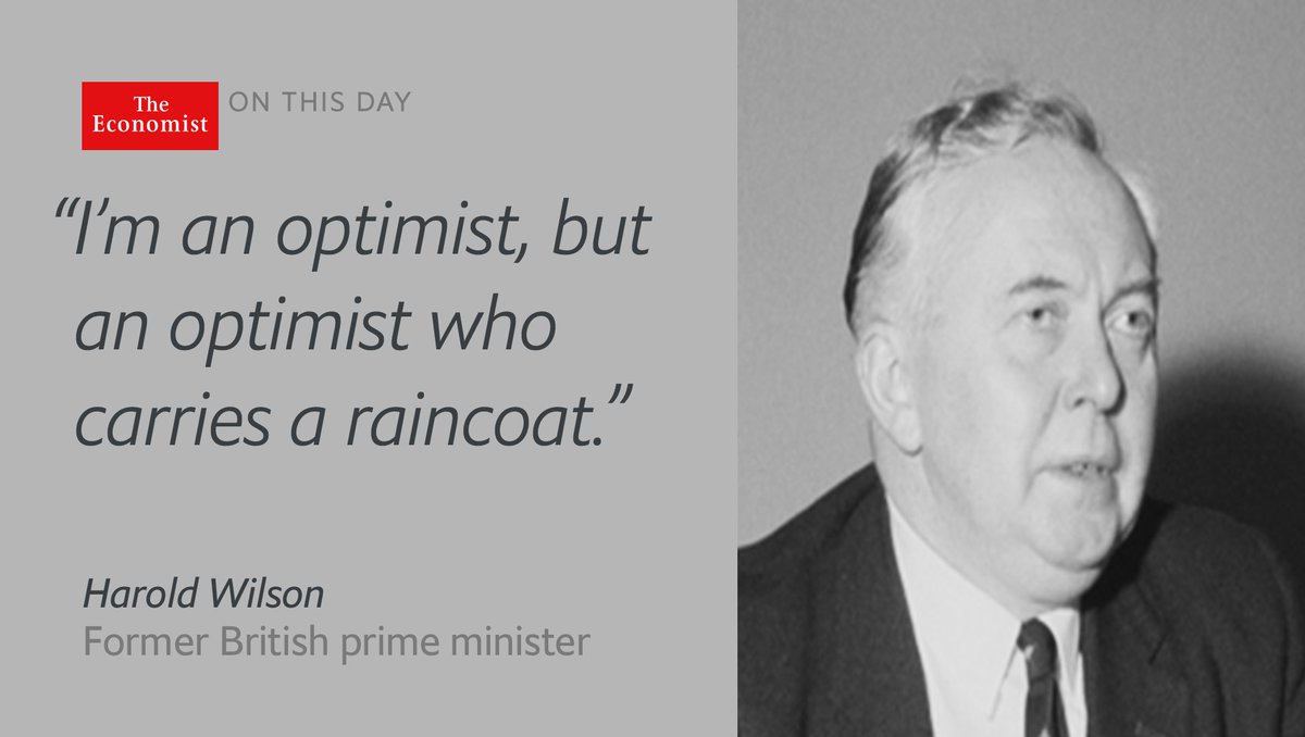 TheEconomist's tweet photo. Born James Harold Wilson, the former British prime minister died #onthisday 1995 as Lord Wilson of Rievaulx https://t.co/ki3YbuK8Kr