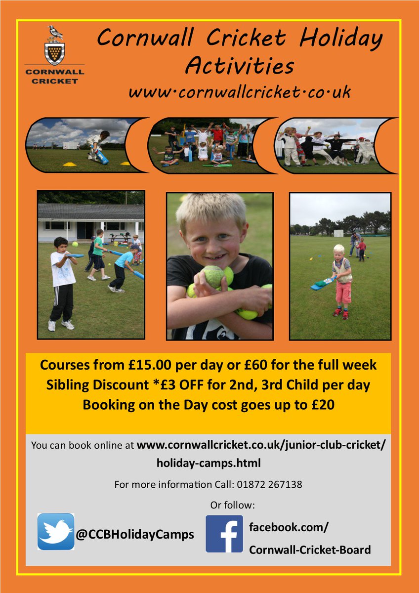 CCBHolidayCamps's tweet photo. @CornwallCricket Summer Holiday Activity available for you to your son daughter sign up https://t.co/hU3YH6v9xL #fun https://t.co/nqjVTZG39c