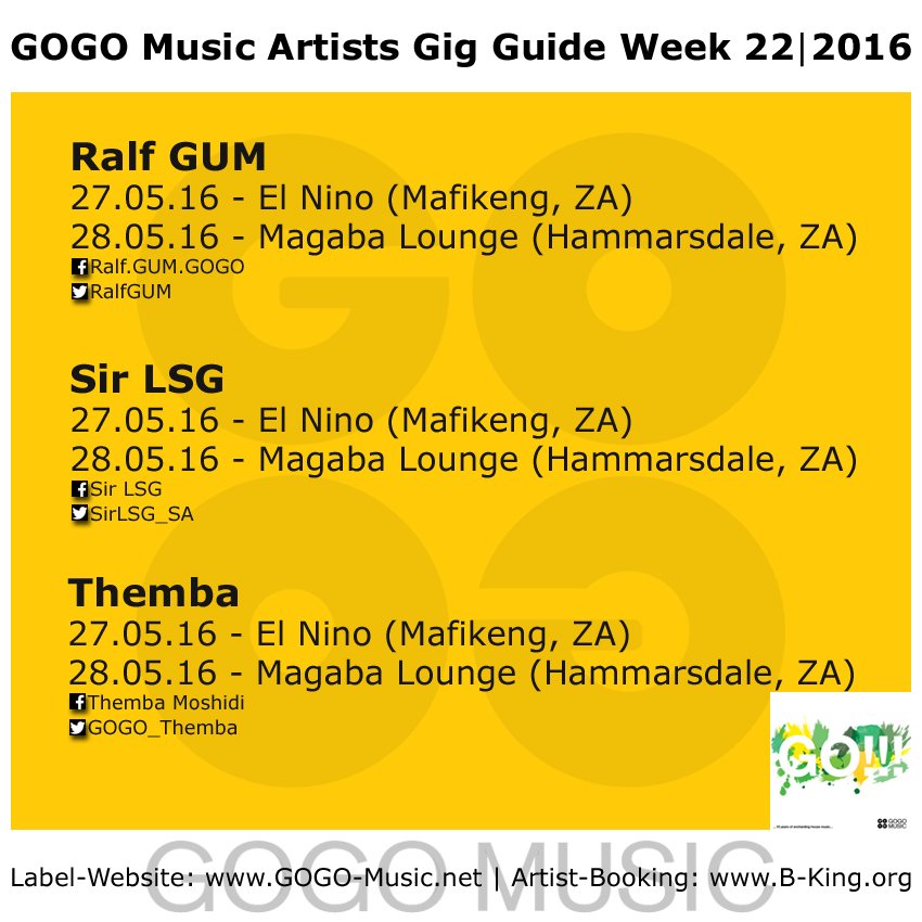 B_King_Booking's tweet photo. Catch @RalfGUM @SirLSG_SA @Gogo_Themba Friday @ElninoLounge / Saturday @MagabaLounge bkngs https://t.co/L6Hz91YCwO https://t.co/vEEjPWHov9