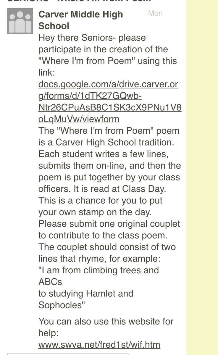 Carver_2016's tweet photo. Seniors please read https://t.co/HAa7l2w2f6