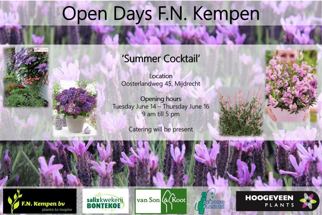 Van 14 t/m 16 juni verwelkomen we je graag op de Open Dagen van F.N. Kempen #SummerCocktail
