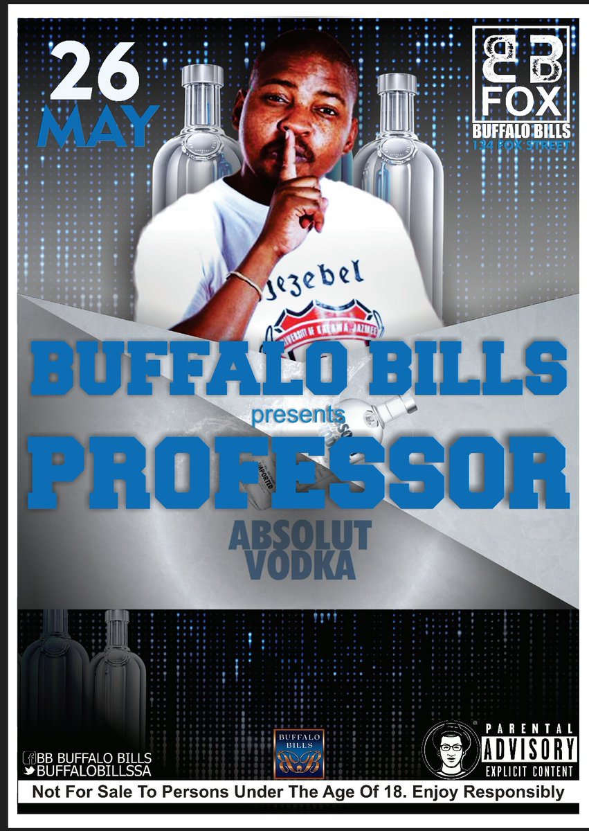 BuffaloBillsSA's tweet photo. Buffalo Bill's Fox! First 30 people at Fox street and Park Station get a welcome vodka and Cranberry! @deejahooksSA https://t.co/BTPLLOaj2C