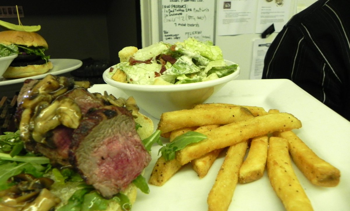 Chef Rai's "teres major" steak sandwich ready to serve. #91restaurant91 #bcrfa #buylocal #visitpeachland