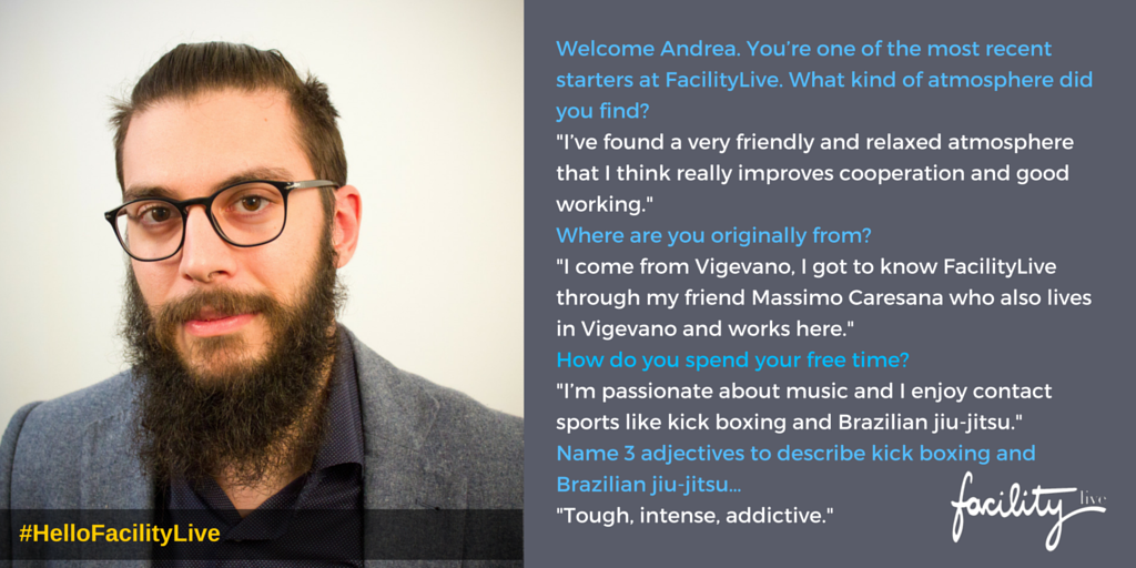 FacilityLive's tweet photo. #HelloFacilityLive Welcome Andrea, our new #developer & kick boxer/jiu-jitsu fighter #FLGraduateProgramme https://t.co/zxNwapgVKF