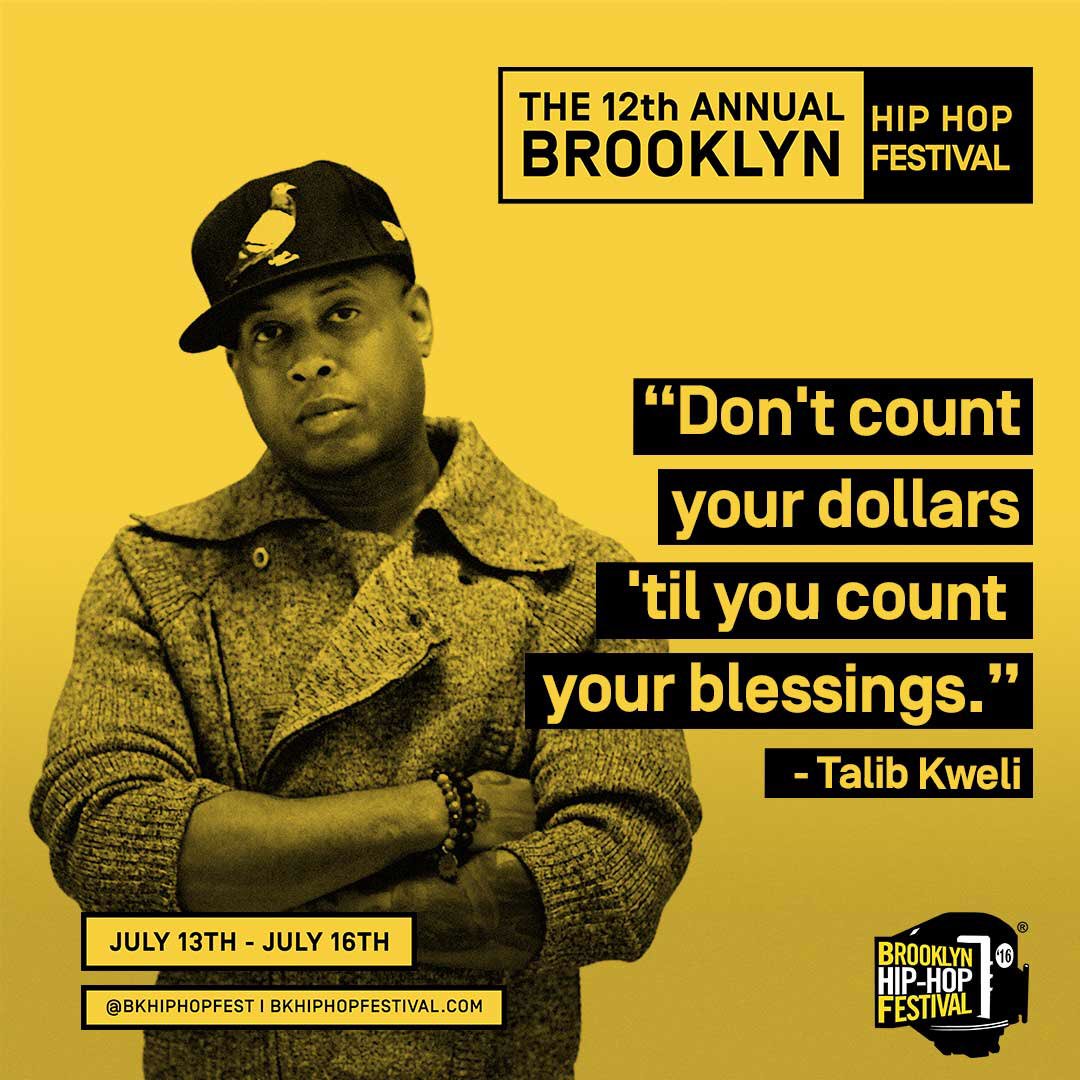 BKHipHopFest's tweet photo. Notable bars from our festival artists will be featured on Tuesdays. Here's one from @TalibKweli
#BarTuesday https://t.co/iqtUJMiWIB