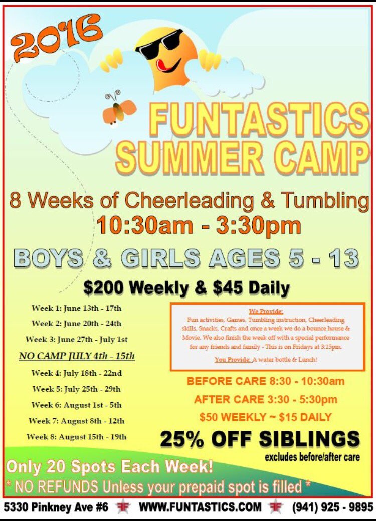 FuntasticsForce's tweet photo. There are still some spots available! Call today to reserve! Summer Camp! https://t.co/nMXjlHqrL6