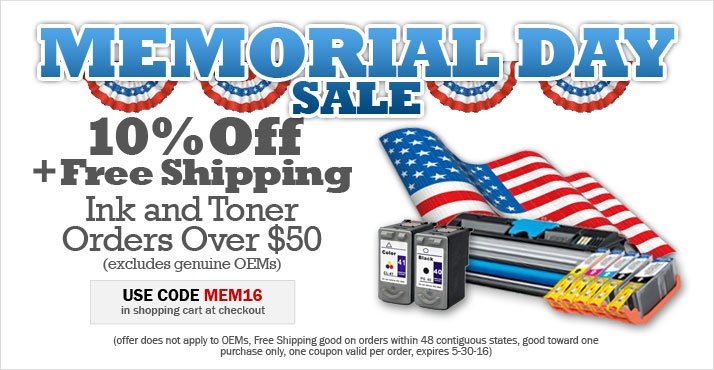 Ink4Less's tweet image. 10% Off+Free Shipping on $50+ Ink&amp;amp;Toner Orders @Ink4Less (excl OEM). Use MEM16 Exp 5/30 Shop ink4less.com