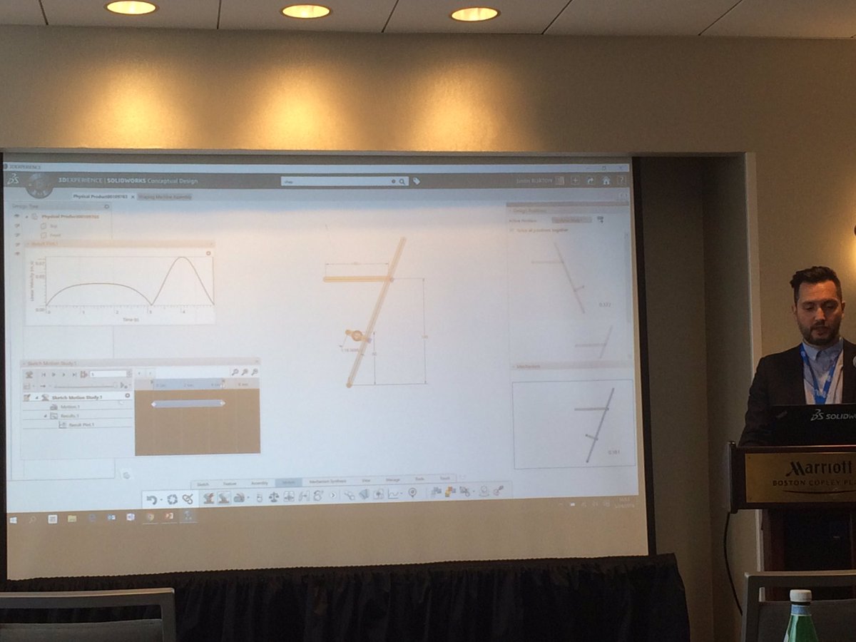 SEndersby's tweet image. Mechanism design with @ju5tinburt0n at #3DEXPERIENCE have the software help you learn #simulationdrivendesign
