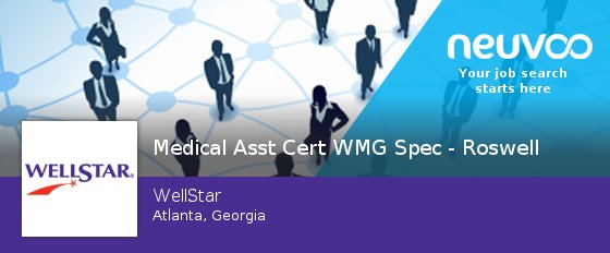 NeuvooAtlantaUS's tweet photo. Check out this #job: #Medical #Asst Cert WMG Spec - Roswell at WellStar in #Atlanta #jobs https://t.co/N5zDQdzH9e https://t.co/xKzM39gSwV
