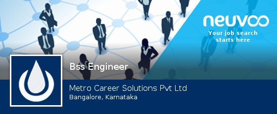 NeuvooGurgaonIN's tweet photo. Check out this #job: #Bss #Engineer at Metro Career Solutions Pvt Ltd in #Bangalore #jobs https://t.co/70tYX4ui4E https://t.co/91YnoUKKJY