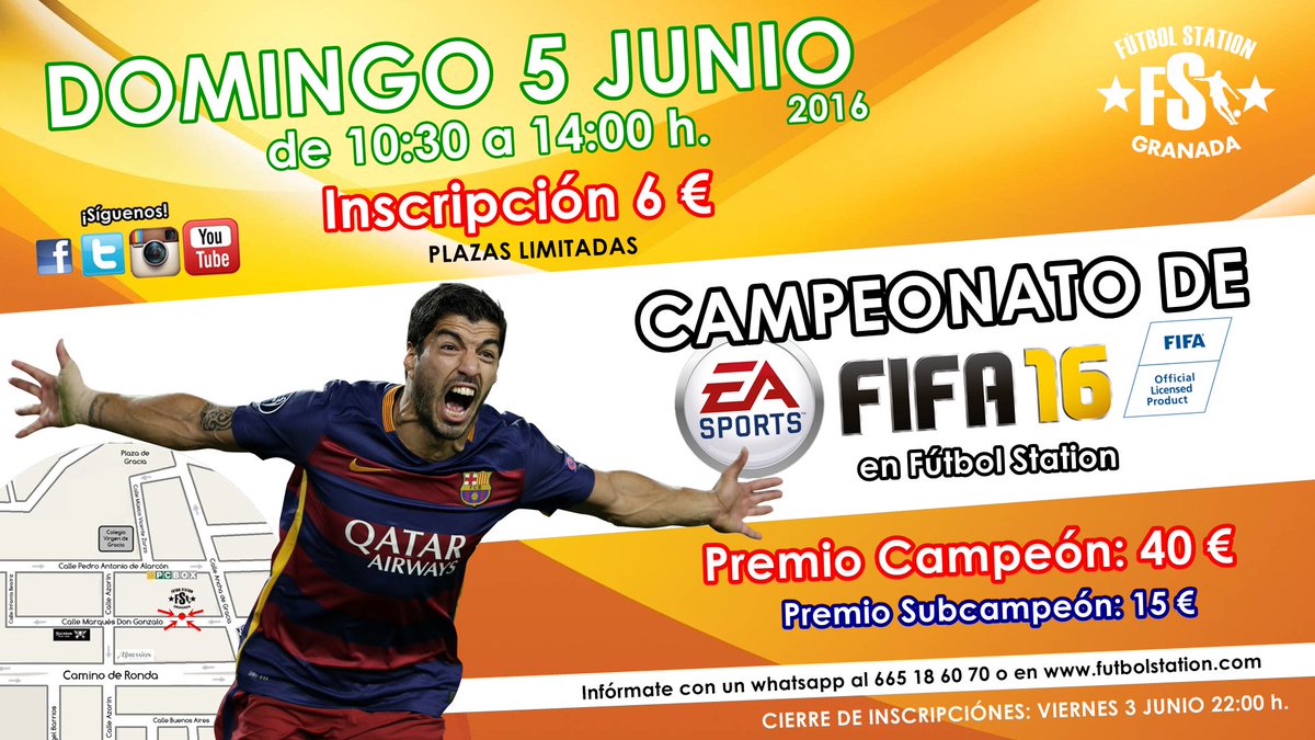 FutbolStation's tweet photo. Campeonato de Fifa 16 en FùtbolStation
 Infórmate con un whatsapp al 665 18 60 70
 o en https://t.co/a9TtZ2yd5c https://t.co/G7h8Zt39F9