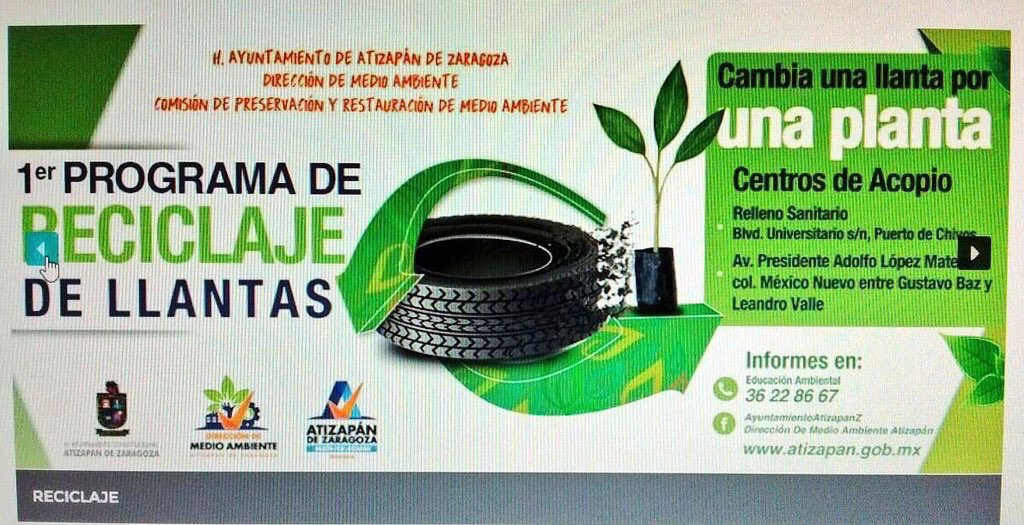PVM_Atizapan's tweet photo. Acude a los centros de acopio y cambia 1 llanta por 1 planta #ProgramaDeReciclaje de llantas #Atizapan https://t.co/YswlxPx9nS