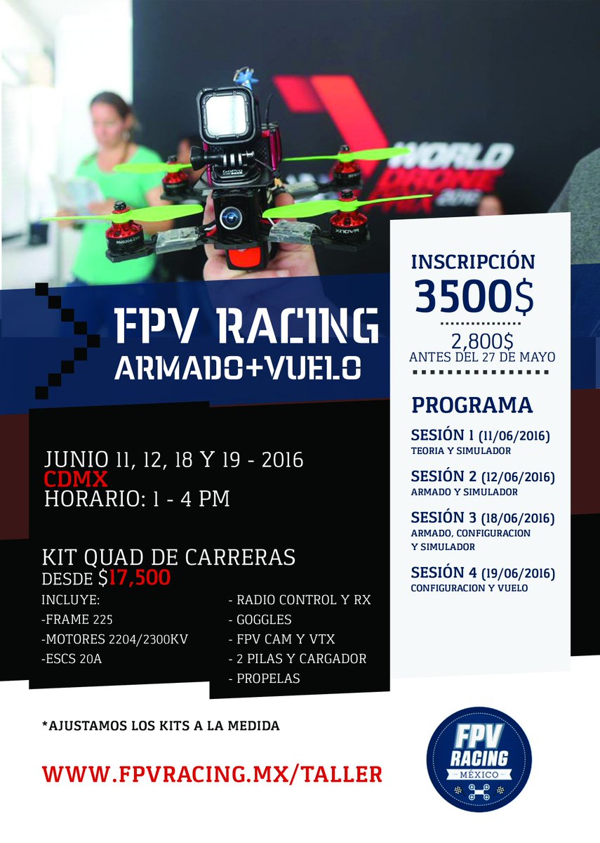 DreamThinkAir's tweet photo. Taller de Armado y Vuelo de Drones de Carrera.
#fpvracingmexico #taller #drones #carreras #mexico #CDMX #makers #fpv https://t.co/gBmTGuy12X