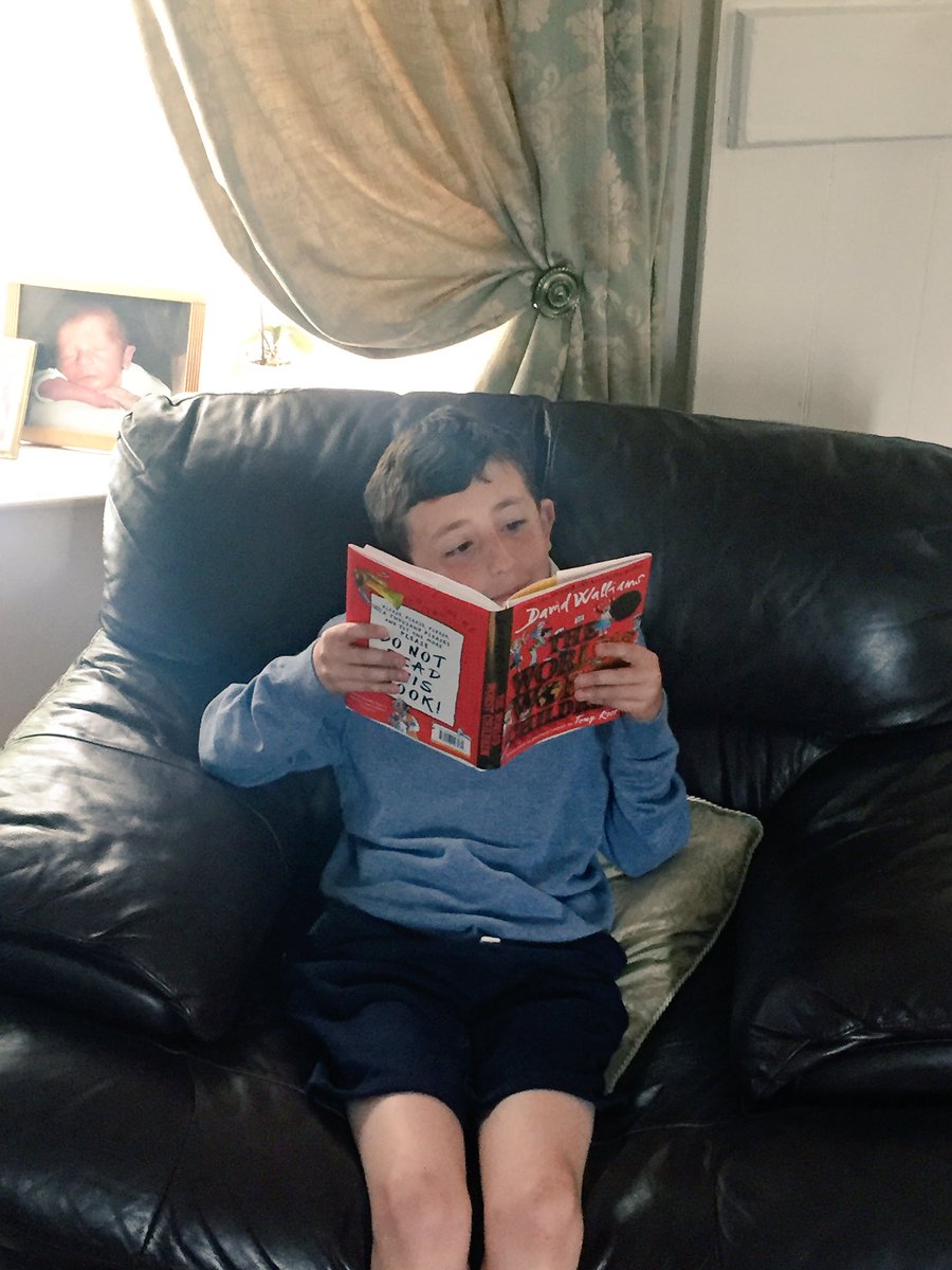 My nephew James reading <a href="/davidwalliams/">David Walliams HQ</a> new book, he loves it. #TheWorldsWorstChildren #greatbook #thankyou
