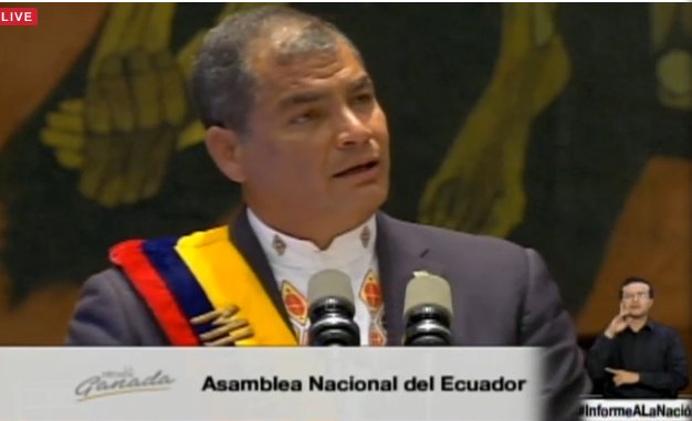 MFAEcuador's tweet photo. #NOW: #OfficialAddress to the Nation by President @MashiRafael. Watch it #LIVE at https://t.co/e3I1nkUwhc https://t.co/yMiVuZ88h0
