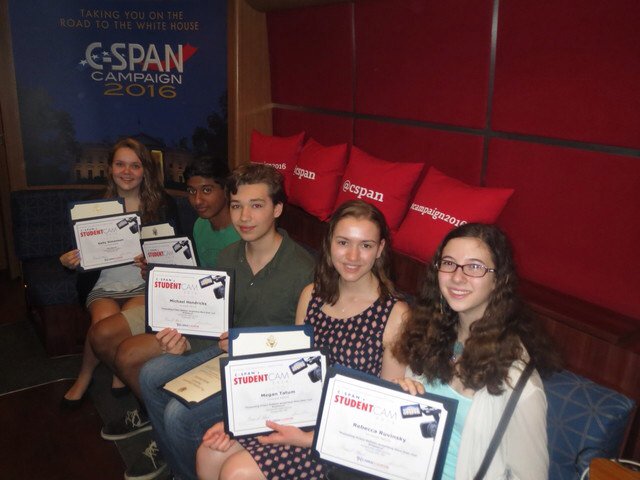 cspanbus's tweet photo. Congrats to the five winners at Poolesville High School.  @PoolesvilleSGA @Poolesville_MD @ComcastBeltway https://t.co/JMvnhRKsoo