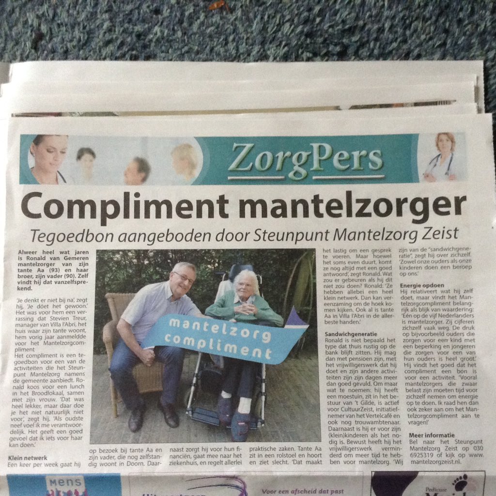 Mooi artikel in <a href="/StadsPers/">StadsPers</a> over <a href="/Ronaldino47/">Ronald van Gemeren</a> en #mantelzorg