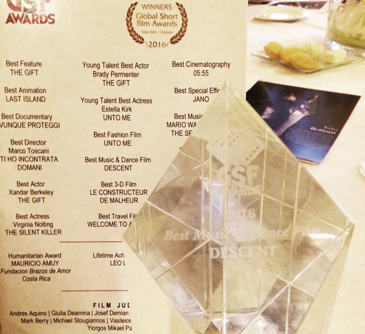 antoinemarcmove's tweet photo. Descent received the #GSFAward for Best Music & Dance Film in Cannes. Congratulation to the awesome team! https://t.co/UIt131AUQR