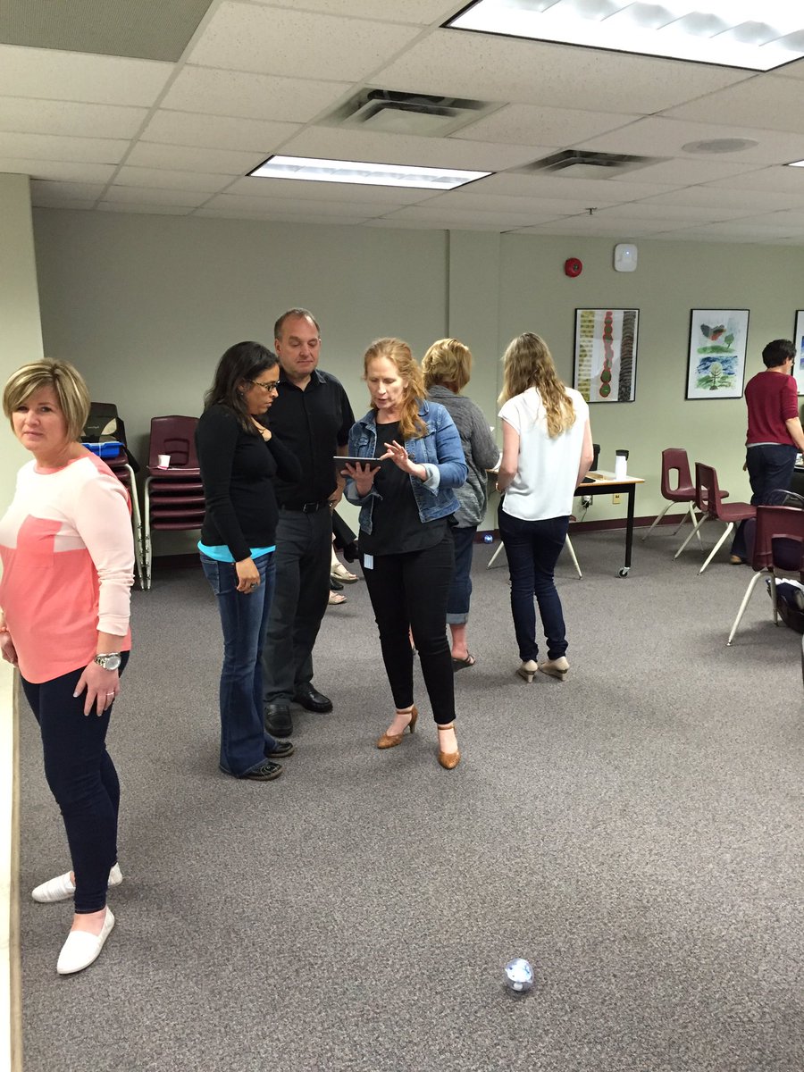 jillemacd's tweet image. Innovation and Exploration with @SpheroEdu. @AVRSB grade 4/5 teachers learning about #streamlinedcurriculum.