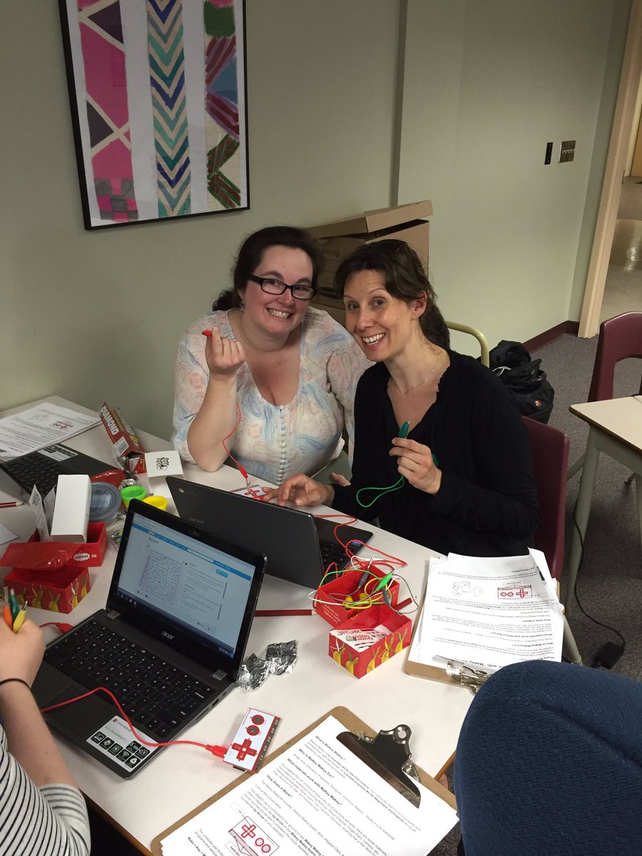 jillemacd's tweet image. Innovation and Exploration with @makeymakey . @AVRSB grade 4/5 teachers learning about #streamlinedcurriculum.