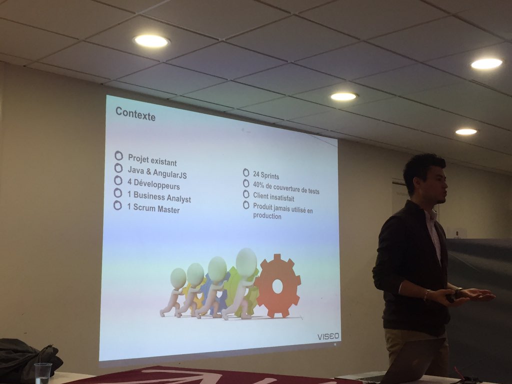 e_lalami's tweet image. .@ishoun nous partage son REX d&apos;implémentation du #BDD avec #Cucumber #AgileTestingParis #Meetup