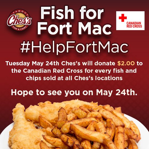 What are you doing for supper?  Join us at one of our locations or order it in and #HelpFortMac  #FishForFortMac