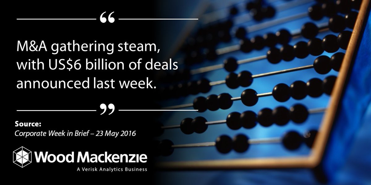 WoodMackenzie's tweet photo. As #brent edged up, #oilandgas shares outperformed &amp; we saw US$6 billion of deals announced https://t.co/mi320VZNyU https://t.co/X3hcBS6hjd
