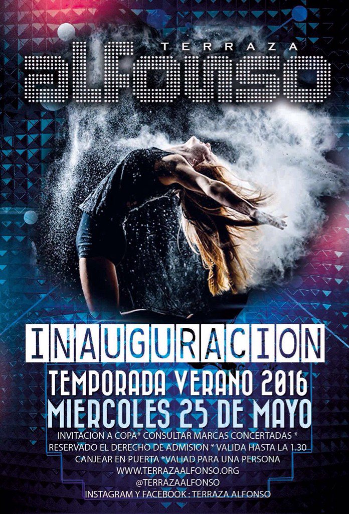 UPOfiestas's tweet photo. Miercoles inaguracion oficial de Terraza Alfonso!! Info&amp;reservas: Carlos Carmona 607224711 https://t.co/WUABqPe78k