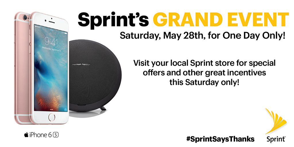 Sprint_West's tweet photo. This Saturday Only! #SprintSaysThanks with amazing offer, food, fun and more! Visit your local Sprint store! https://t.co/AjCTIWnORt