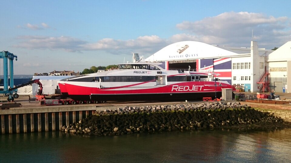 Looks like #redjet6 has poked her nose outside in Cowes this evening... and looking great!