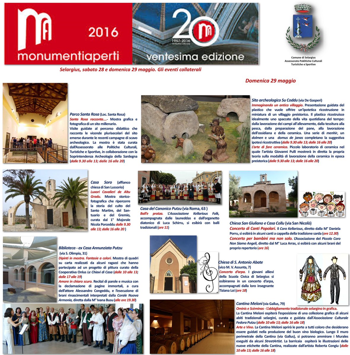 SelargiusCultur's tweet photo. Monumenti Aperti 2016 a Selargius (Ca_Sardegna). Gli eventi collaterali. https://t.co/v5VPJ0kI2U