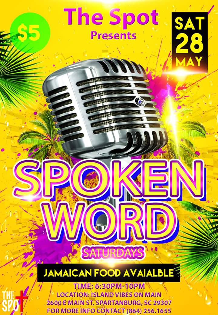TheSpotCLounge's tweet photo. The Spot Spoken Word Saturdays starting May 28th @6:30pm located inside of Island Vibes On Main #PositiveFun https://t.co/W1pBpf4mpk