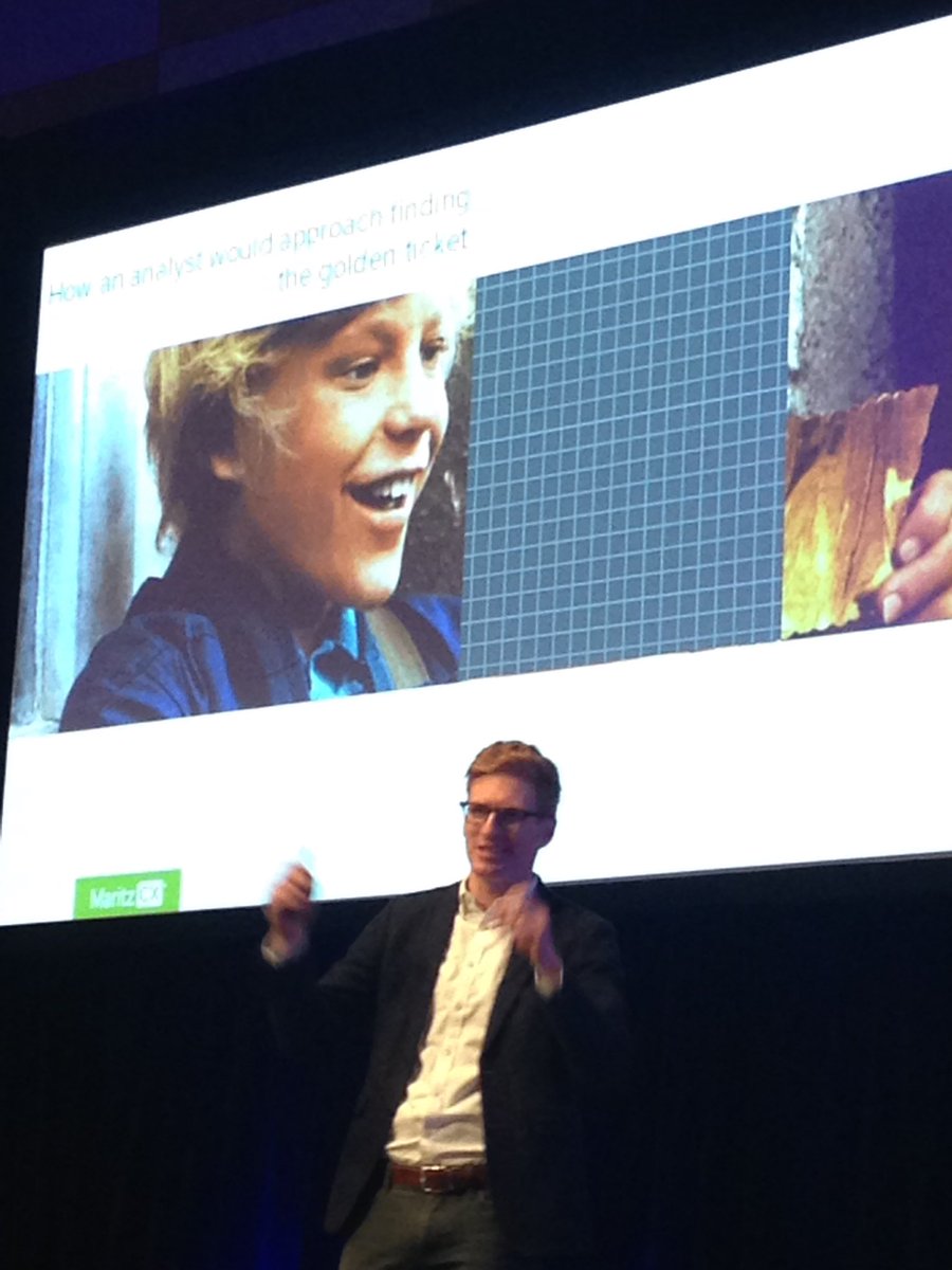 "Finding the golden ticket" <a href="/ChasePetrey/">Chase Petrey</a> from <a href="/MaritzCX/">MaritzCX, An InMoment Company</a> - a fun approach to data science! #CEMAUS