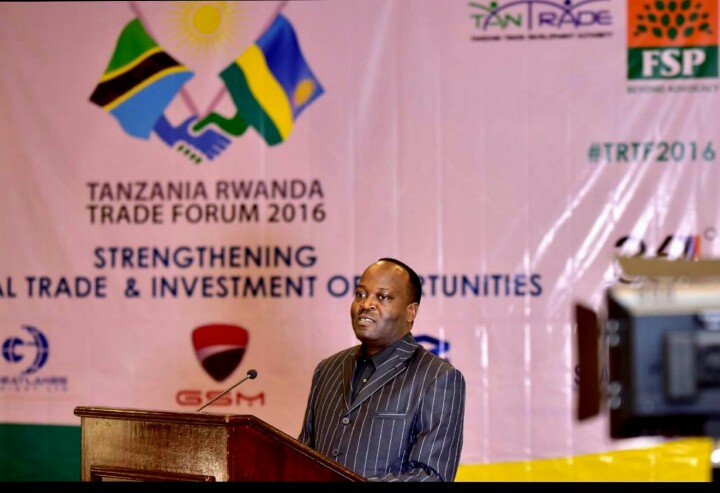 TATOA CEO delivering a welcoming remark at the Tanzania-Rwanda Trade Forum 201 in Kigali, Rwanda.
