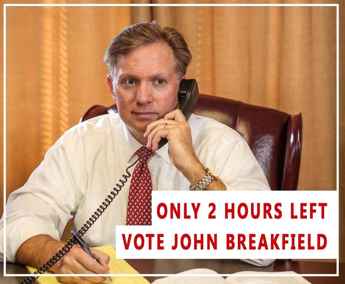 ElectBreakfield's tweet image. Only 2 Hours left! Have you voted? I would be honored to have your vote! #ElectBreakfield