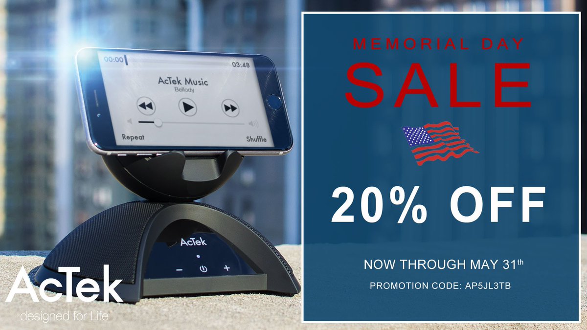 Actekcorp's tweet photo. #AcTek #Bluetooth Speaker - Save 20% off! Sale ends May 31st so don't miss out! https://t.co/O43jR7vxG5 https://t.co/YDbhz3C0oc