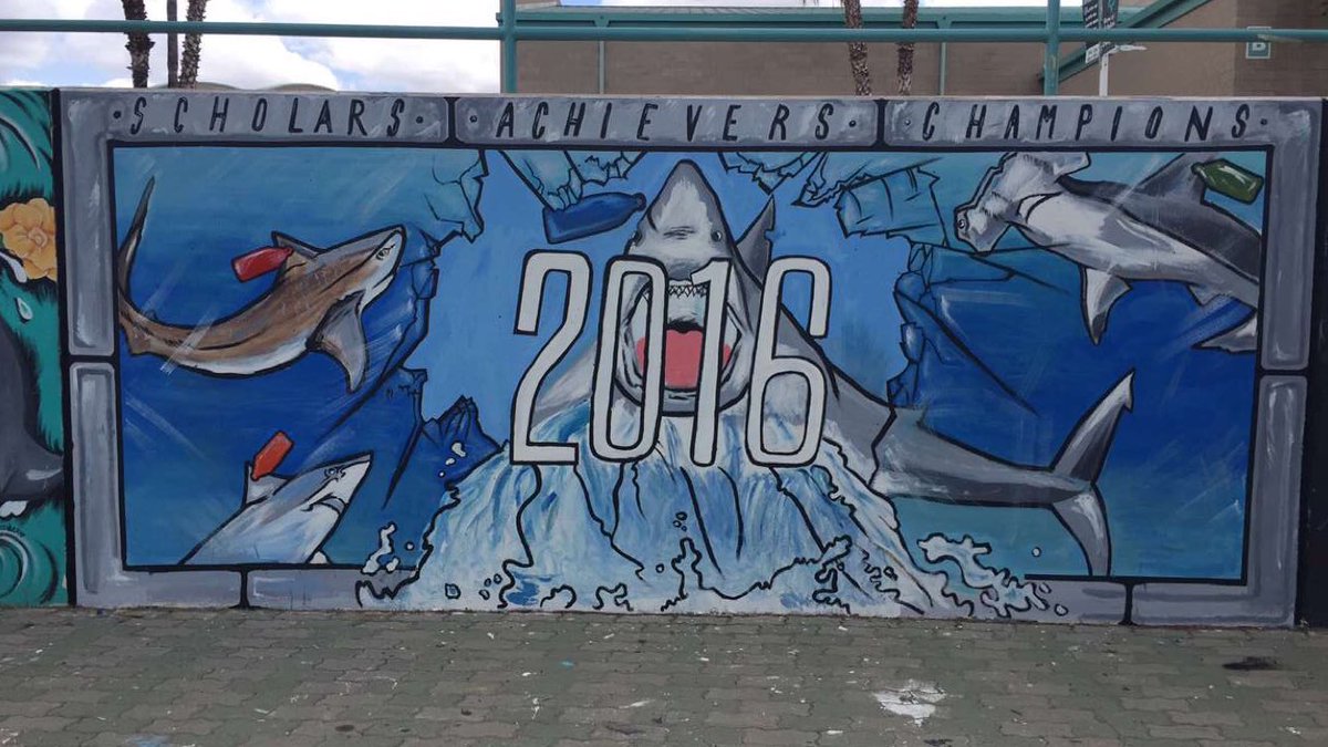 2016sharks's tweet image. 2016 SENIOR WALL 💙🎓 special thanks to all the artists!