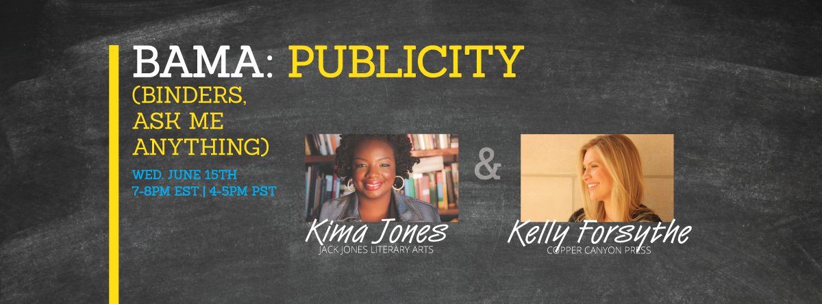 kima_jones's tweet photo. #Binders, you can ask me and @kellyforsythe_ anything (concerning publicity) in about two weeks. Save the date! https://t.co/rwbk3X3xLf