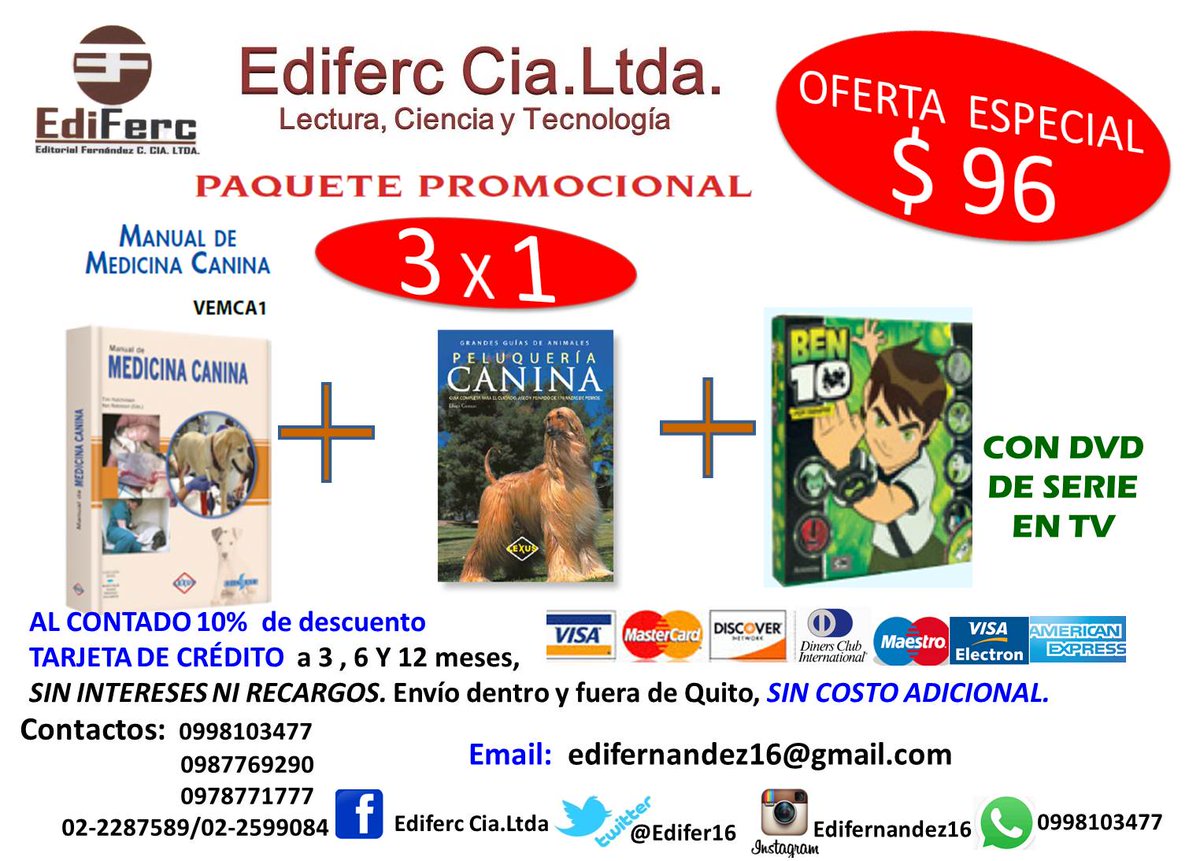 Ediferc16's tweet image. VETERINARIOS!Promoción de libros de la más alta calidad- Y como obsequio una colección de BEN10 para el Día del Niño