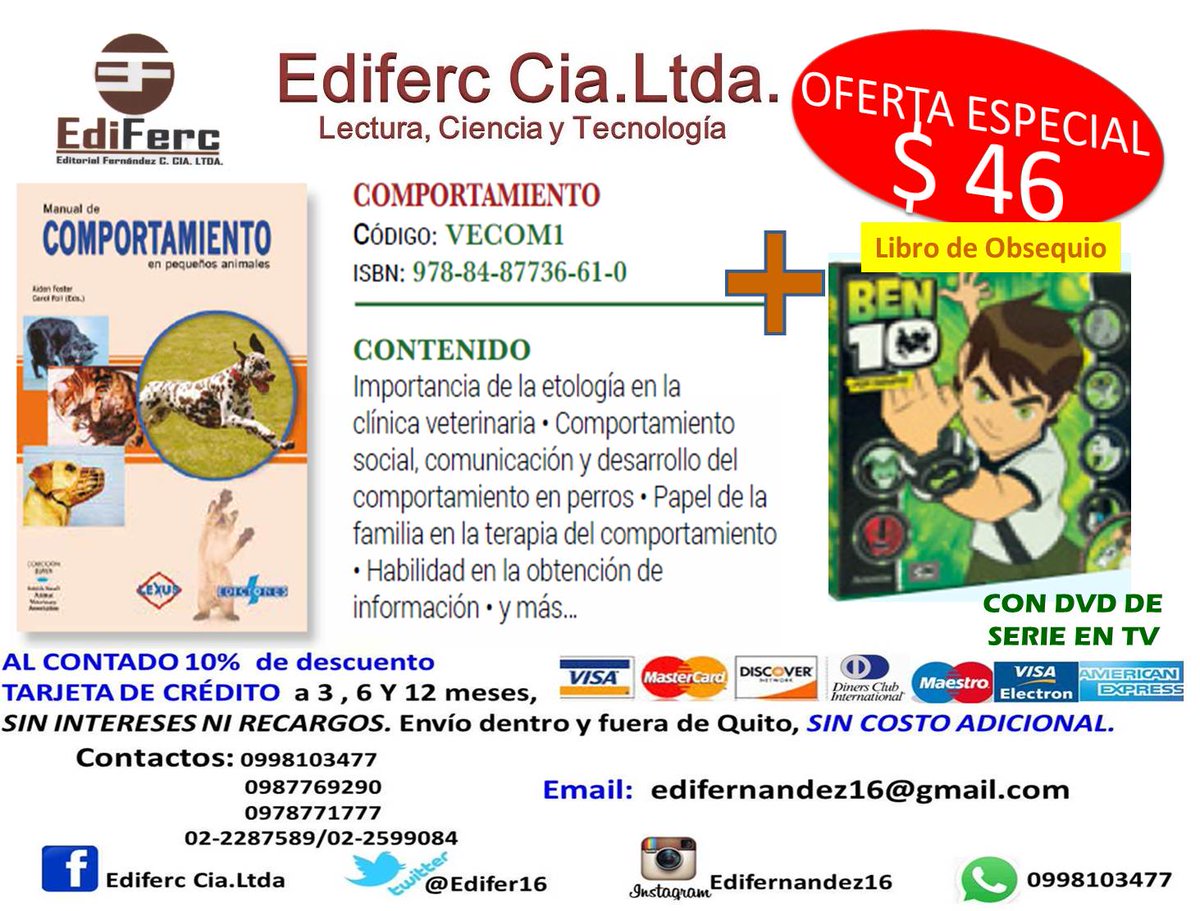 Ediferc16's tweet image. VETERINARIOS ibros de la más alta calidad.Especializate más! Te obsequiamos una colección BEN10 para Día del Niño.