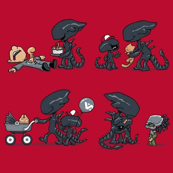 The Xenomorph family that chestbursts together, stays together.