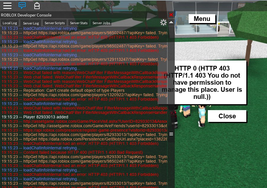 Josh On Twitter Not Sure What The New Http Loading Issue Is Chat Filter Also Appears To Be Affected No Chat In The Server I Was In - roblox 403 forbidden