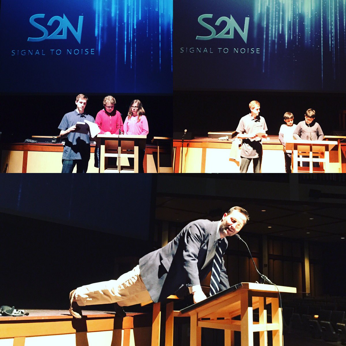 S2Nfestival's tweet photo. Director, Blake Rupprecht, student presenters and emcee, @chaserfacer rehearsing for Thursday! https://t.co/fcb1WTmrC5