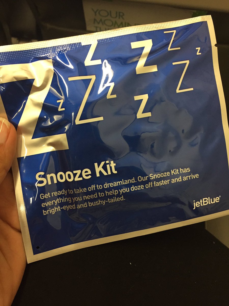 zaghie's tweet photo. So cute! #jetblue #snoozekit plane full of Z's ๐๐ #extralucky seat next to me is empty ๐๐ฝ here we go #NYC https://t.co/so23Hwa4nI