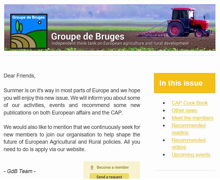 groupedebruges's tweet photo. GdB May #Newsletter out! Includes #CAPcooking #TTIP #CAPreform #FMAT2016 publications & more https://t.co/rsSlOD7dyA https://t.co/eLOKpgpkXq