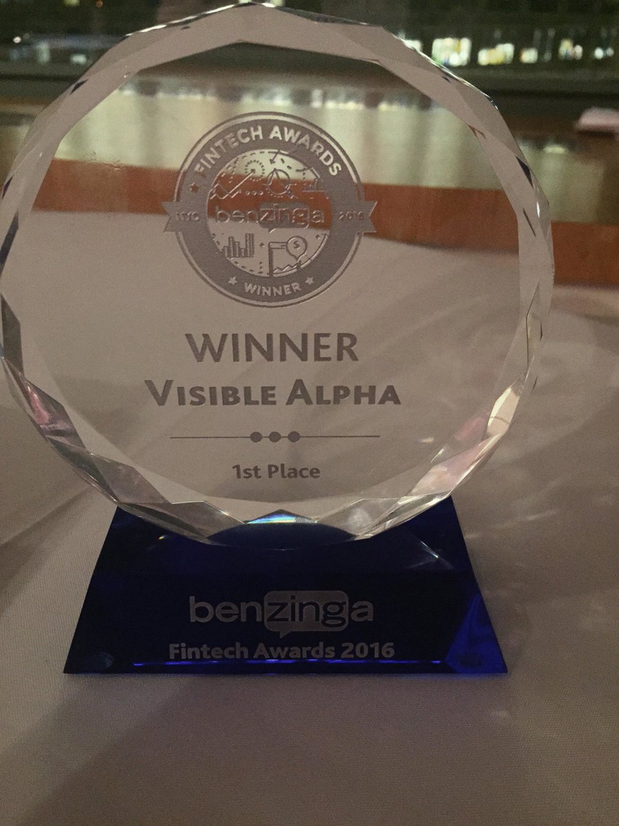 VisibleAlpha's tweet photo. #BZawards #fintech overall Winner and 1st place goes to Visible Alpha.Kudos to the team! #visiblealpha https://t.co/YuVayk9ARR