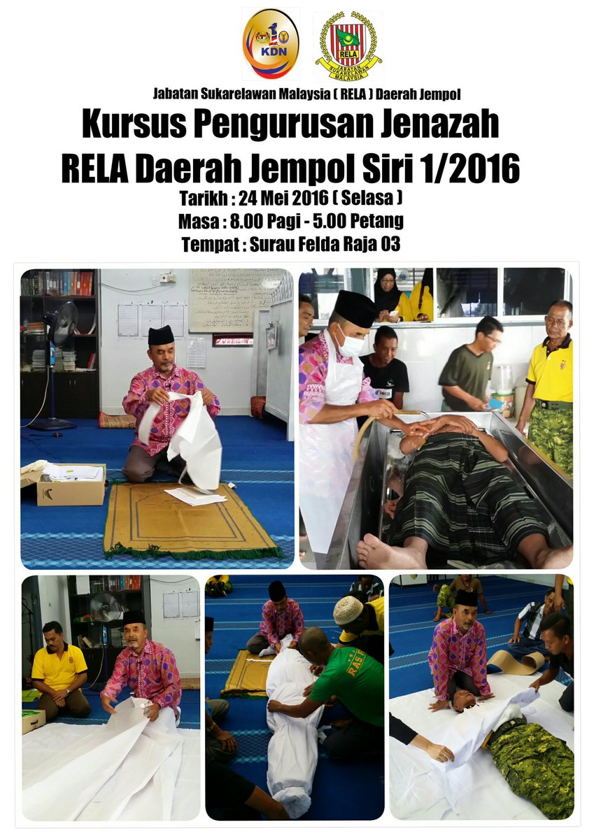 RT <a href="/RELAJEMPOL/">RELA Daerah Jempol</a> 24/05: Prgrm #KursusPengurusanJenazah Pej RELA Daerah Jempol Siri 1/2016. <a href="/RELA_N9/">RELA NEGERI SEMBILAN</a> <a href="/relamalaysia/">relamalaysia</a>