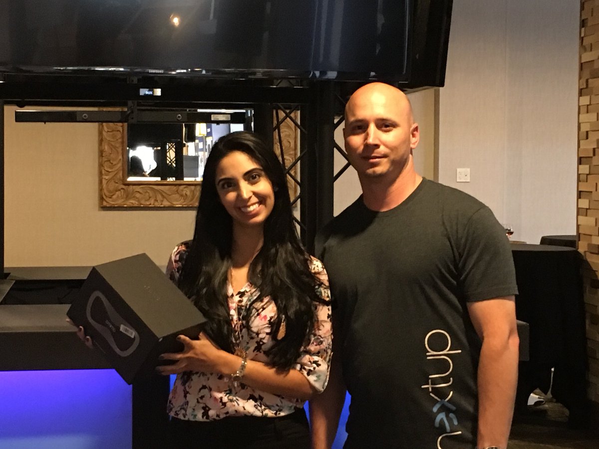 TheNextup's tweet photo. And the winner of the premium VR glasses is Priscilla Novo, Internet Director of Brickell Motors! #DMSC2016 https://t.co/fLcEiNhOkb