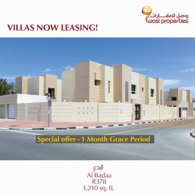 waslgroup's tweet photo. Available for rent a 3BR villa in #albadaa price 190,000 AED. A special offer of 1 month grace period. Call 8009275 https://t.co/r06FXvSztX